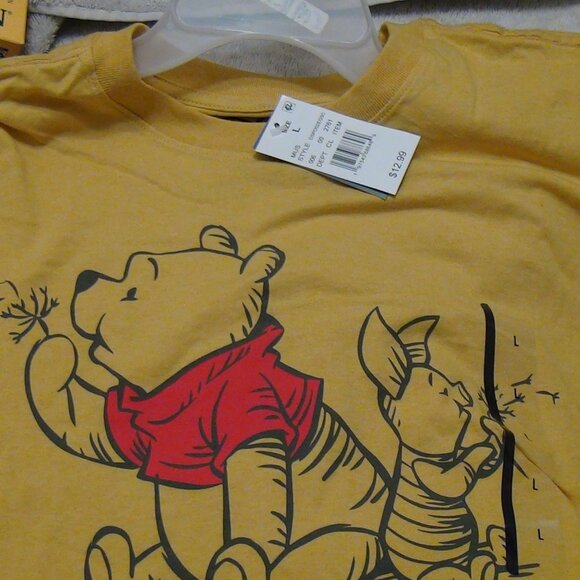 Disney Winnie the Pooh and Piglet T-shirt Yellow Women's Large - Picture 6 of 16